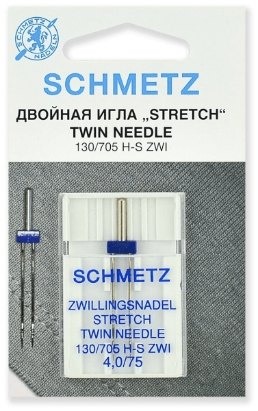 Иглы Schmetz стрейч двойные 130/705 H-S ZWI 4,0/75, 1 шт в Нарьян-Маре